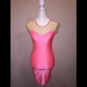American Apparel Neon Pink and Nude Dress